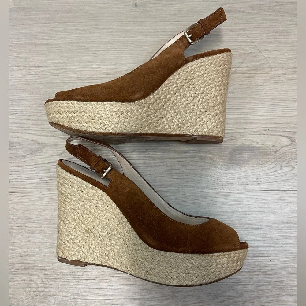 Michael Kors Brown Suede Platform Wedge Sandal size 9.5